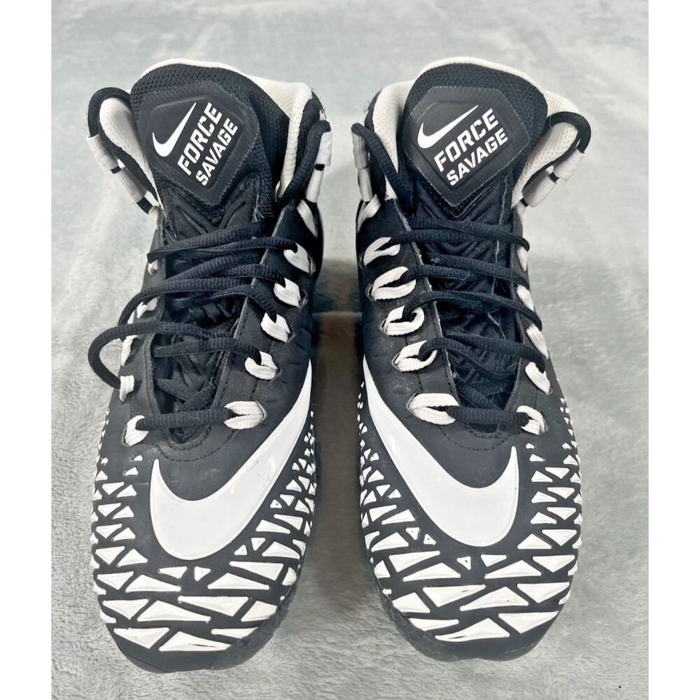 Nike Force Savage Pro Black White Mens 8W Football Cleats Hightop